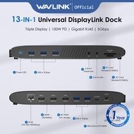 WAVLINK Universal DisplayLink Docking Station USB-C Laptop Dock 13-in-1 with 100W Charging Triple Di