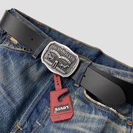 Z Zhuzhou Levis Clothing Co., Ltd. Genuine Levis Levis Men's Belt Cowhide Double Horse Retro Boys Be