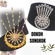 [1Pcs] Kerongsang Dokoh Songkok Tanjak Bulan Bintang Pengantin Nikah Raya Gold Silver Batu Premium E