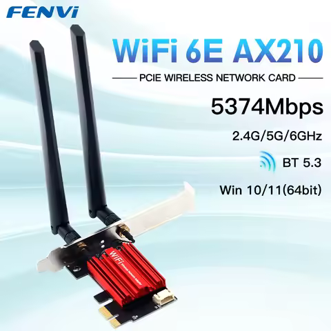 FENVI WiFi 6E AX210 Wireless PCI-E Adapter Tri-band 2.4G/5G/6Ghz Compatible BT 5.3 802.11AX Network 