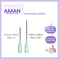 Medtopia Hypodermic Needle 100pcs (0.6mm x 25mm|23g x 1" / 0.8mm x 38mm|21g x 1 1/2")