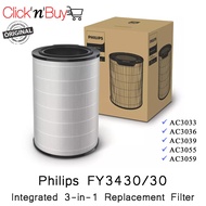 Philips FY3430/30 Integrated 3-in-1 Genuine Replacement Filter. 36 Months Lifetime. HEPA+Active Carbon+Pre-filter.