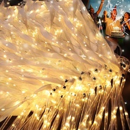 60 Pieces Light up Wands for Wedding Multi Mode Wedding Wands White Ribbon Wands Glow Fairy Wands wi