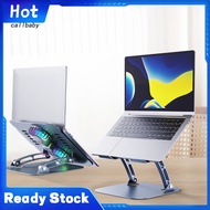 KDCL- Laptop Holder Foldable Height Adjustable Dual Cooling Fans Universal Aluminum Alloy Heavy Duty Desktop Tablet Computer Stand Tablet Accessories