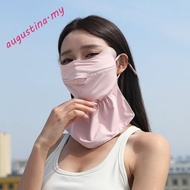 AUGUSTINA Sunscreen Mask, Solid Color Hanging Ear Ice Silk Mask, Face Shield Neck Sunscreen Ice Silk Face Mask Men