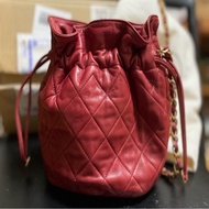 chanel vintage老香紅色水桶包