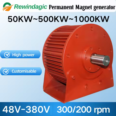 Big Power PMG 1000KW 800KW 500KW 200KW 220V 230V 380V Electric Generator Low RPM Permanent Magnet Al