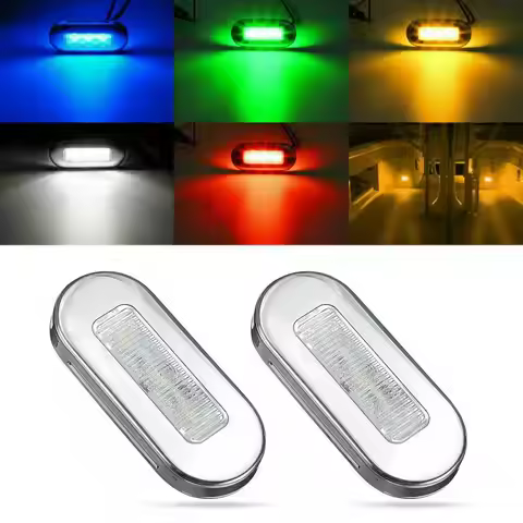 2Pcs 12V 3-LED Courtesy Light Yacht Marine Boat Cabin Deck Lamp Waterproof Boat Transom Light Aisle 