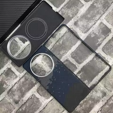 Magnetic 600D Real Aramid Carbon Fiber Phone Case Cover On For Vivo X Fold 5 3 Pro 5G Global Fold3 F