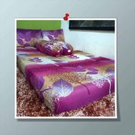 Sprei Katun Motif Daun Bunga Pink