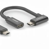 YUNSUO | Super Short Micro USB to Micro USB and Type-C Adapter 25cm