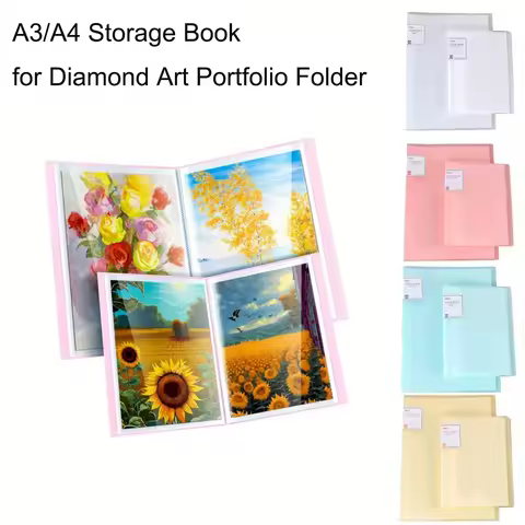A4/A3 Storage Book Folder with 30 Storage Pocket, for Diamond Art Portfolio Folder, Art Painting Wor