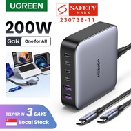UGREEN 200W GaN 6-Port Fast Charger 4C2A 4Type-C 2USB-A Charger for Laptop Power Adapter