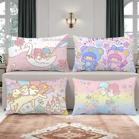 cute kawaii art l-Little twin stars cushion cover Rectangle Pillow Cover Home Sofa living Room Coffe
