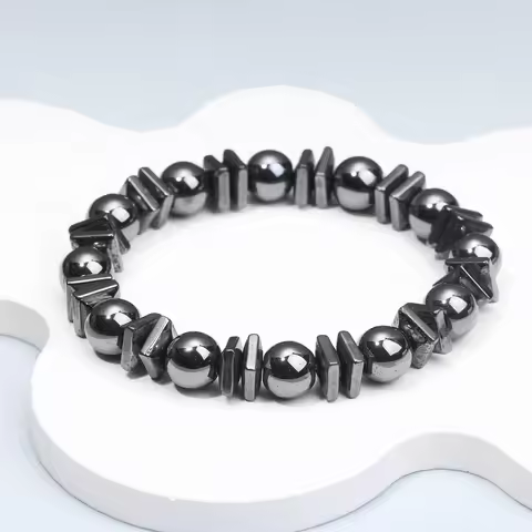 Hematit Stone Beads Bracelets Weight Loss Feeble Magnetic Therapy Bangle for Women Men Health Care U