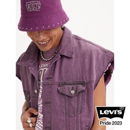 Levis Pride平權系列 男女同款 寬鬆版牛仔背心外套 / 裁切袖子設計 / 彩虹旗標 熱賣單品