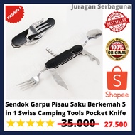 5 in 1 Camping Pocket Knife Fork Spoon Swiss Camping Tools Pocket Knife EDC