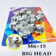 Probolt Bolt BIG HEAD M6x15 Length 1.5cm Hexagon 2 Keys Original Heng Thailand Bolt 10 Stainless 2 K