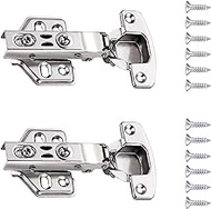 Pack of 2 Soft Close Hinges Kitchen Cupboard Cabinet Door Hinges with Self Closing Mechanism Slow Shut Plate Hinge &amp; Screws Kitchen Units Door Hinges for Home