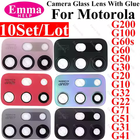 10pcs/pack Rear Back Camera Glass Lens For Motorola G30 G20 G10 G32 G71 Moto G51 G60 G50 G30 With St