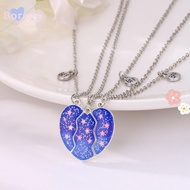 BORRAONE 3Pcs BFF Necklaces, Alloy Friendship Jewelry Matching Heart Pendant Necklace, Friendship Cu
