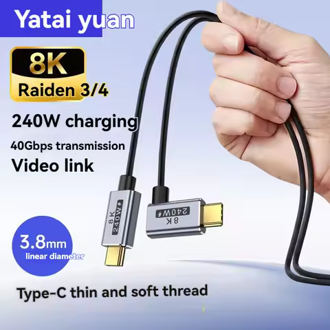 Silicone Type-C Full-Featured USB4 Data Cable Thunderbolt 4 Ultra-Thin Soft Charging Cable C-to-C Du