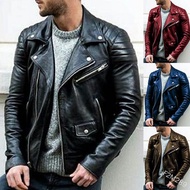 Autumn Winter European American Men's Leather Jacket Coat Stand-Up Collar Punk Men Motorcycle Leathe
