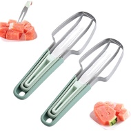 3 in 1 Watermelon Fork Slicer Cutter Stainless Steel Fruit Cutter for Watermelon Melon