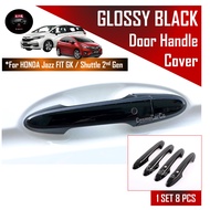 SG Seller FAST Delivery – Honda Jazz/Fit GK GK3 GK5 GP3 GP5 Shuttle Car Door Handle Cover Protector Glossy Black Design - Keyless Smart Entry Guard Trim - 8 Pcs/Set PVC Protective Stick On - Styling Automotive Accessories Automobile Accessory