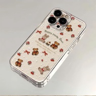 Bear Aesthetic Fancy Cherry Casing Vivo Y400 V60 Y28 V40 Lite 5G Y29 5Gv50 Lite Y19S V23 T1 Pro 5G Y