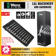 WERA 05020013001 Ratchet Combination Spanner Wrench Set 6000 Joker 11 Set 1 in Pouch 8-19mm