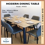 6-Person L160cm Dining Table (No Chairs) with Oak Grain Texture [M1003]