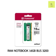 RAM NOTEBOOK 16GB BUS3200 DDR4 Transcend รับประกันตลอดอายุการใช้งาน (แรมโน๊ตบุ๊ค JM3200HSB-16G หรือ JM3200HSB-16G )