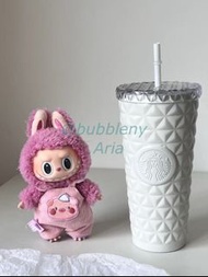 Starbucks 星巴克黑白月菱格紋591ml吸管杯子浪漫紫色黑白