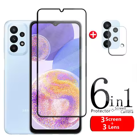 6-in-1 For Samsung A23 5G Glass For Samsung A23 Glass 9H Full Glue Cover Screen Protector For Samsun