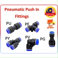 Pneumatic Fittings PU PE PY PV PG Plastic Connector for Air Hose Tube Push Straight Gas Quick Connec