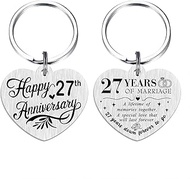 27th Anniversary Keychain - Happy 27 Years Wedding Anniversary Gifts, 27th Anniversary Keychain, Sma