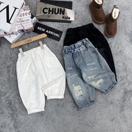 QJ323 - Ripped and scratched children's jeans, 5 rows, 3 panels, 1 flap pocket RUST a- 8E13 XSD kids