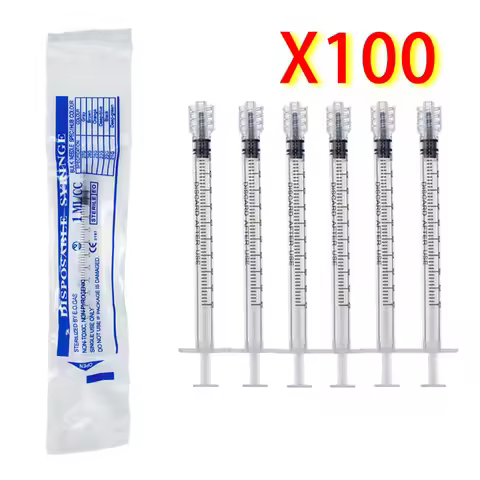 1ml Sterilized Luer Lock Syringe Individually Wrapped Without Needles, Manual Dispenser, 100pcs