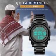 Skmei Muslim Qibla Sports Watch Luxury Steel Strap Led Digital Wristwatch City Selection Bookmark Ma