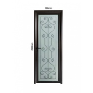 Global House Wellingtan ชุดประตูอลูมิเนียม ลายสีดำดัดกลาง (เปิดซ้าย) ขนาด 80.6x208ซม. ALD-BK003L สีด