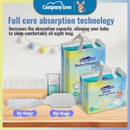 [Free 3 Pcs] Company Love Baby Diaper Tape Pants  Leak-proof Size - NB68/S44/M42/L40/XL38/XXL34 /3XL