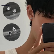 TPU] 1Pair Black Zircon Star Stud Earrings - Hip-hop Party Jewelry