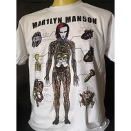 เสื้อวงนำเข้า Marilyn Manson Body Anatomy Industrial Metal Industrial Hard Rock Alternative Rock Style Vintage T-Shirt สี ผ้า