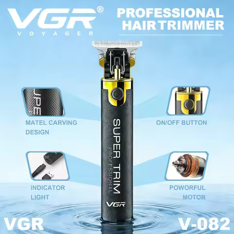 VGR Face Shaver Professional Beard Trimmer Rechargeable Metal Razor Mini Electric Beard Trimmer Port
