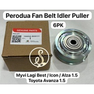 100% ORIGINAL PERODUA FAN BELT IDLER PULLEY 6PK MYVI LAGI BEST ICON ALZA TOYOTA AVANZA FAN BELT IDLE