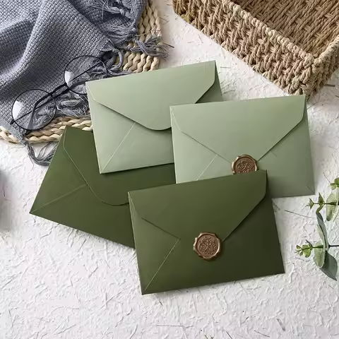 20pcs/lot Envelope for Invitations 16x12cm Postcards Giftbox Message 300g Green Paper Wedding Busine