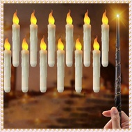 (JONP) 12PCS with Magic Wand Flickering Warm Light LED Flameless Candle Taper Candles for Christmas