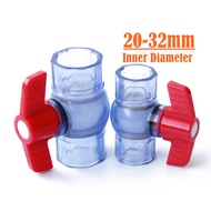 PVC Ball Valve Transparent Aquarium Fittings Thicken Wall Clear Pipe Valve Inner Diameter 20mm to 32mm