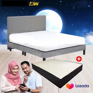 [ FREE 1 X RM99 KING KOIL PILLOW ] [Combo Set] Grey Divan Bed with 5-Inch HD Natural Foam Firm Mattress ( BedFrame + Mattress Set) Tilam